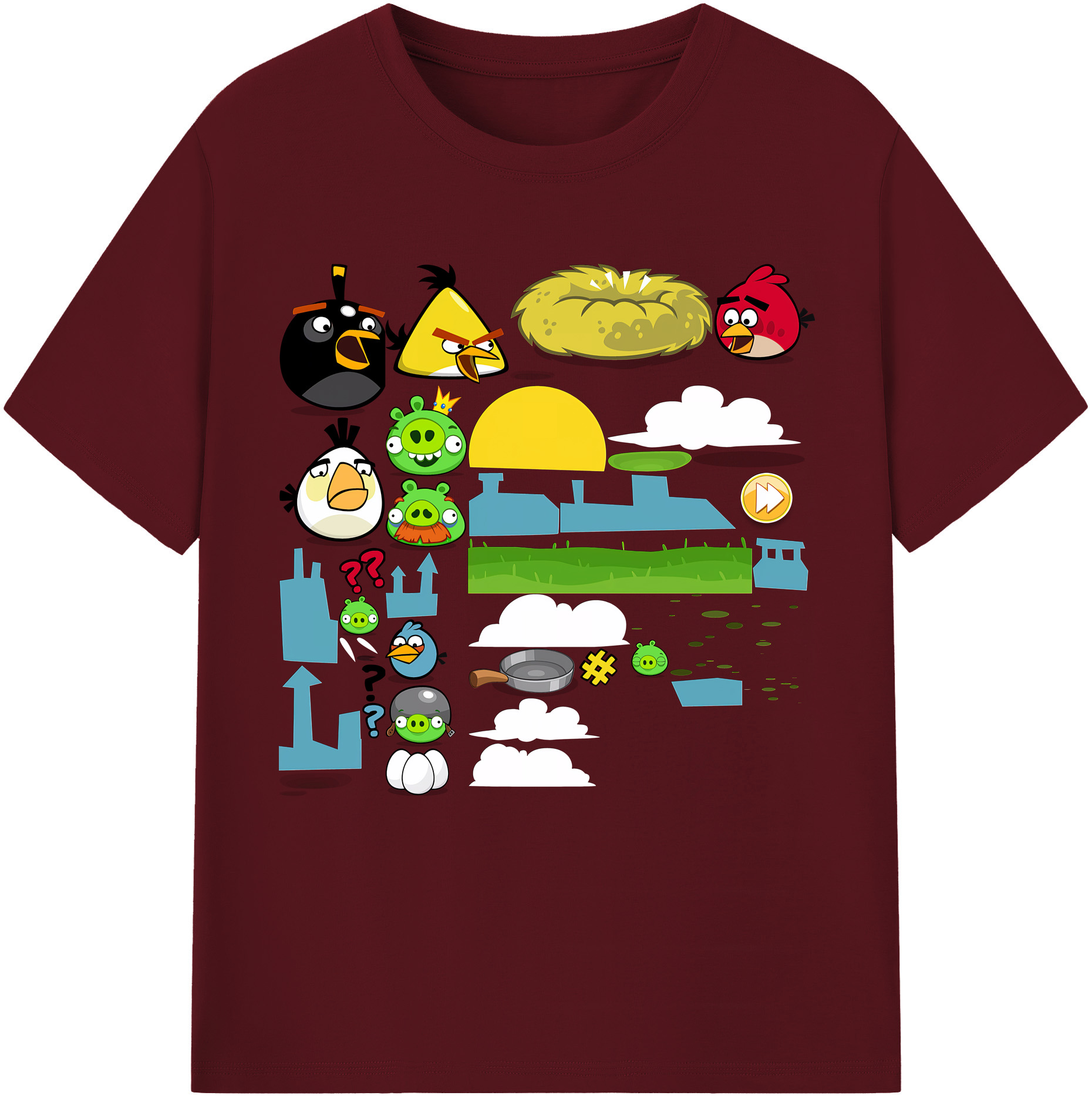 （画像用） Angry Birds アングリーバード 綿100％半袖Tシャツ（フロントプリント）